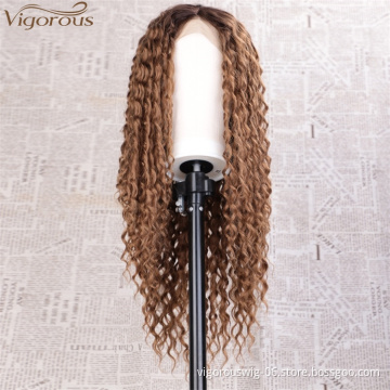 Vigorous Curly Hair Lace Front Wigs Synthetic Heat Resistant Fiber Hair Long Wigs Honey Blonde Wigs for Women